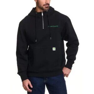 John Deere Men's Quarter Zip Hoodie Heavyweight Cotton Pullover Size: L NWT